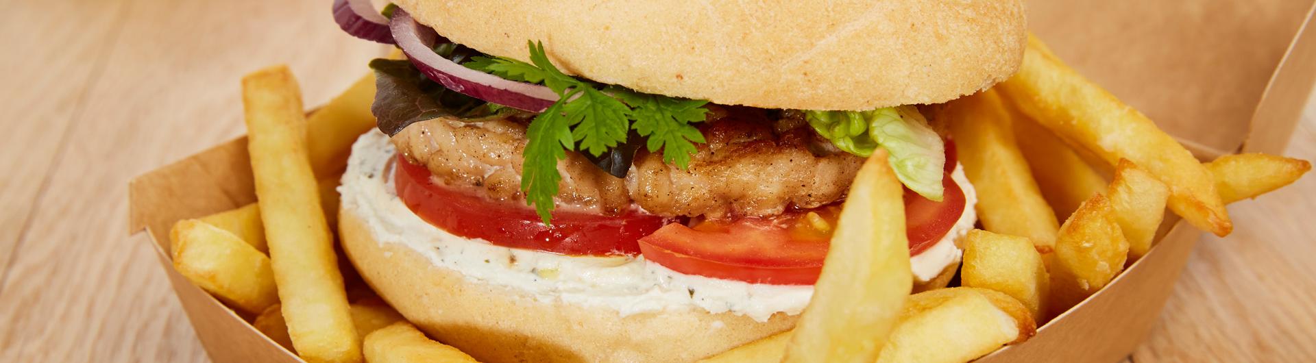 Chicken rustik burger au Fromage Fouetté Madame Loïk au Bleu