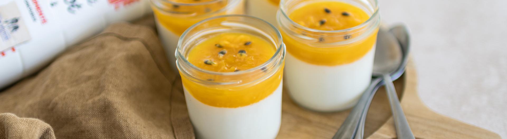 Panna cottas passion mangue au Lait Ribot