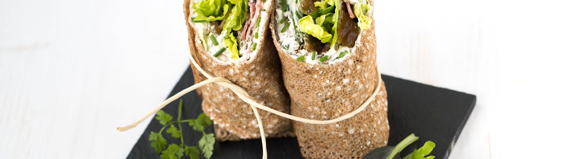 Wraps de blé noir et roquette au Cream Cheese