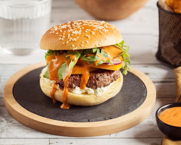 Burger d'automne au Fromage Fouetté Madame Loïk Nature au Sel de Guérande