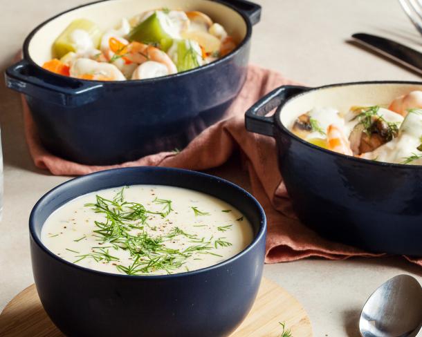 Blanquette de poisson et crevettes à la Crème Fraîche Épaisse Légère 15%