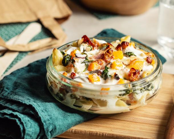 Gratin de pâtes et butternut à la Crème Fraîche Épaisse Légère 15%