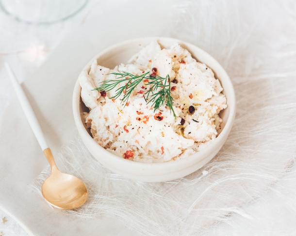 Rillettes de noix de Saint Jacques au Fromage Fouetté Madame Loïk Nature au sel de Guérande