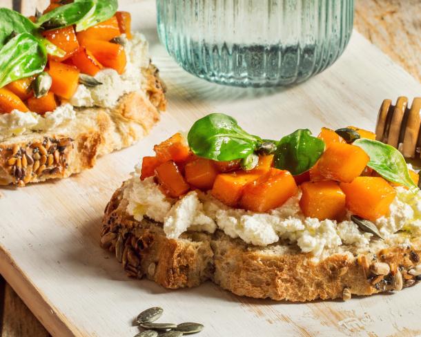 Tartines butternut et Fromage Fouetté Madame Loïk Nature au Sel de Guérande