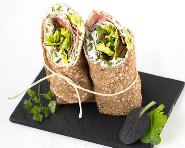 Wraps de blé noir et roquette au Cream Cheese